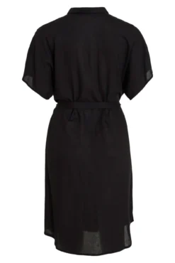 Vestido camisero midi de viscosa y lino