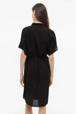 Vestido camisero midi de viscosa y lino