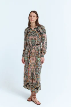 Vestido camisero midi estampado