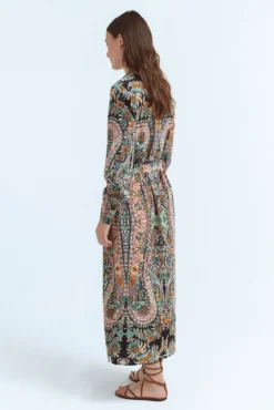 Vestido camisero midi estampado