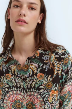 Vestido camisero midi estampado