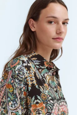 Vestido camisero midi estampado