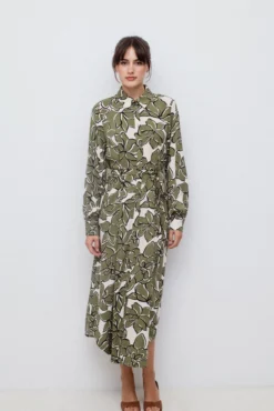 Vestido camisero midi estampado