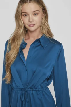 Vestido camisero satinado