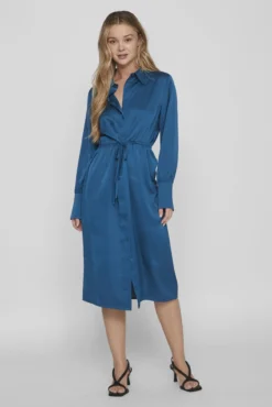 Vestido camisero satinado