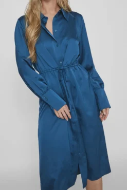 Vestido camisero satinado