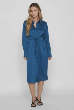 Vestido camisero satinado