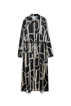 Vestido 7/8 camisero satinado