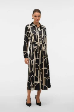 Vestido 7/8 camisero satinado