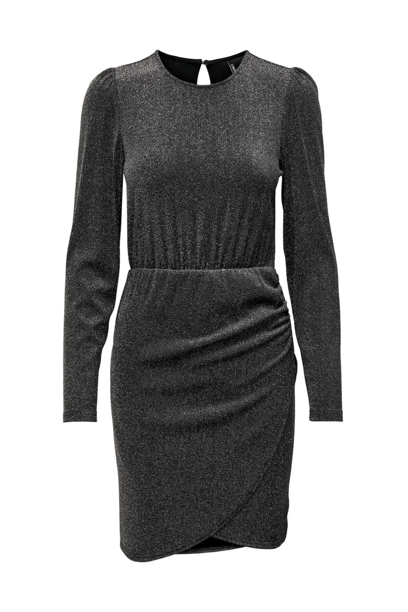 Vestido cocktail premamá negro en tejido con detalle de purpurina