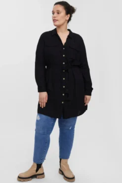 Vestido corto camisero talla grande