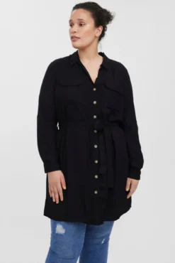 Vestido corto camisero talla grande
