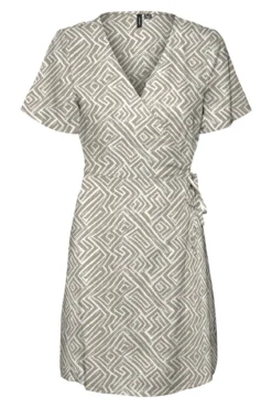 Vestido corto cruzado cuello pico