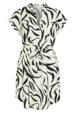 Vestido corto cuello mao con viscosa