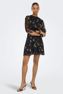 Vestido corto de gasa print floral