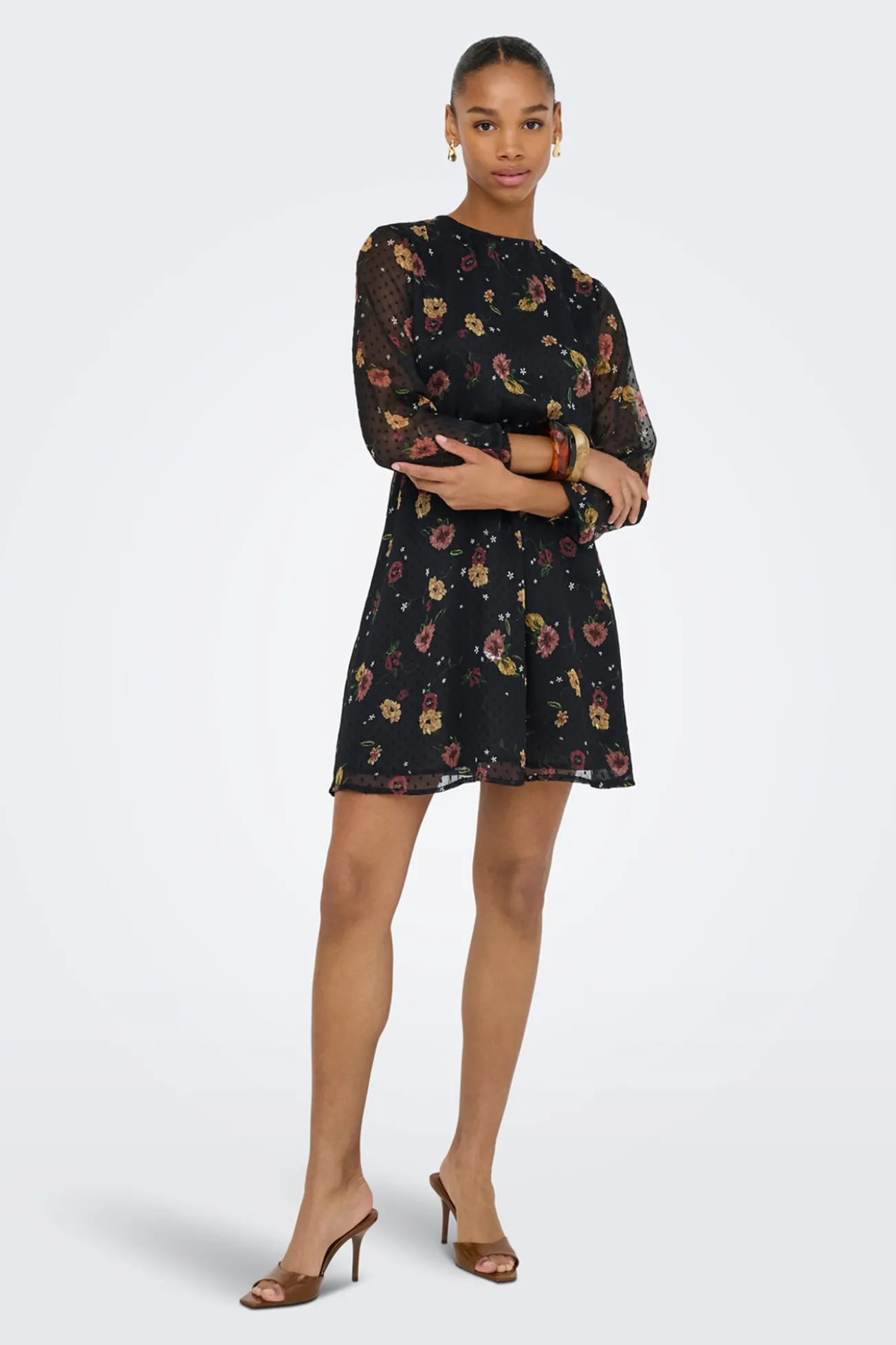 Vestido corto de gasa print floral