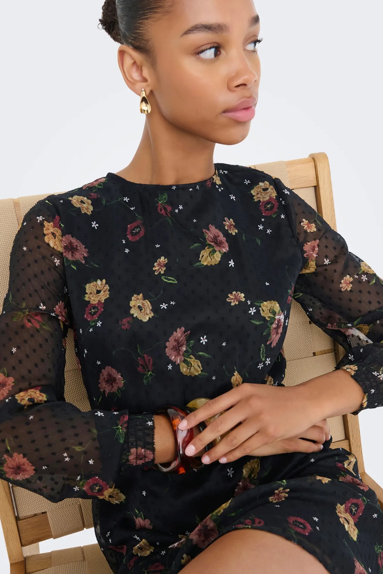 Vestido corto de gasa print floral