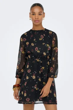 Vestido corto de gasa print floral