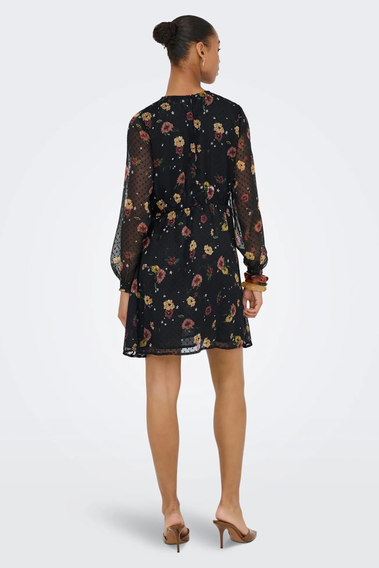 Vestido corto de gasa print floral