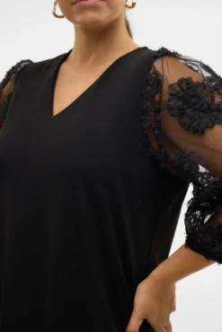 Vestido corto de manga larga talla grande