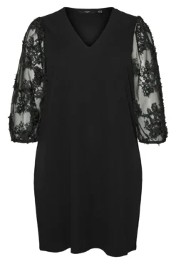 Vestido corto de manga larga talla grande