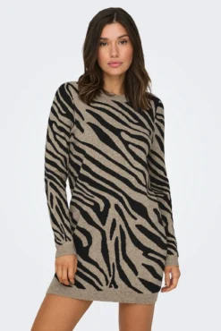 Vestido corto de punto animal print