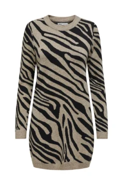 Vestido corto de punto animal print