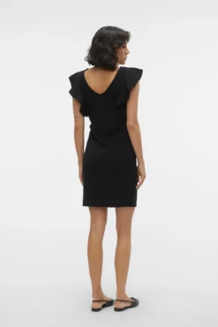Vestido corto escote pico y corte en la cintura