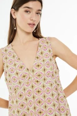 Vestido corto estampado geométrico