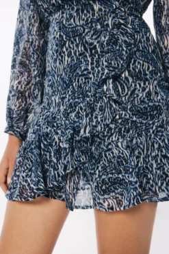 Vestido corto gasa estampado lurex