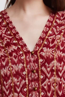 Vestido corto gasa lentejuelas