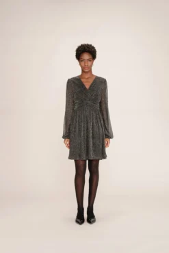 Vestido corto gasa lúrex