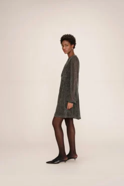 Vestido corto gasa lúrex