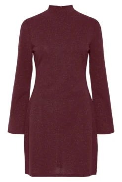 Vestido corto manga larga lurex