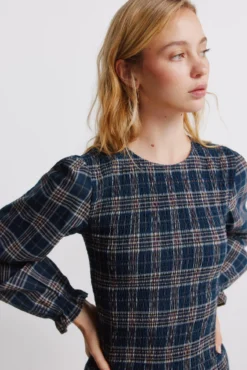 Vestido corto smock cuadros