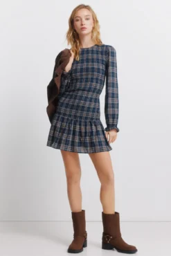 Vestido corto smock cuadros