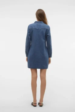 Vestido corto vaquero manga larga