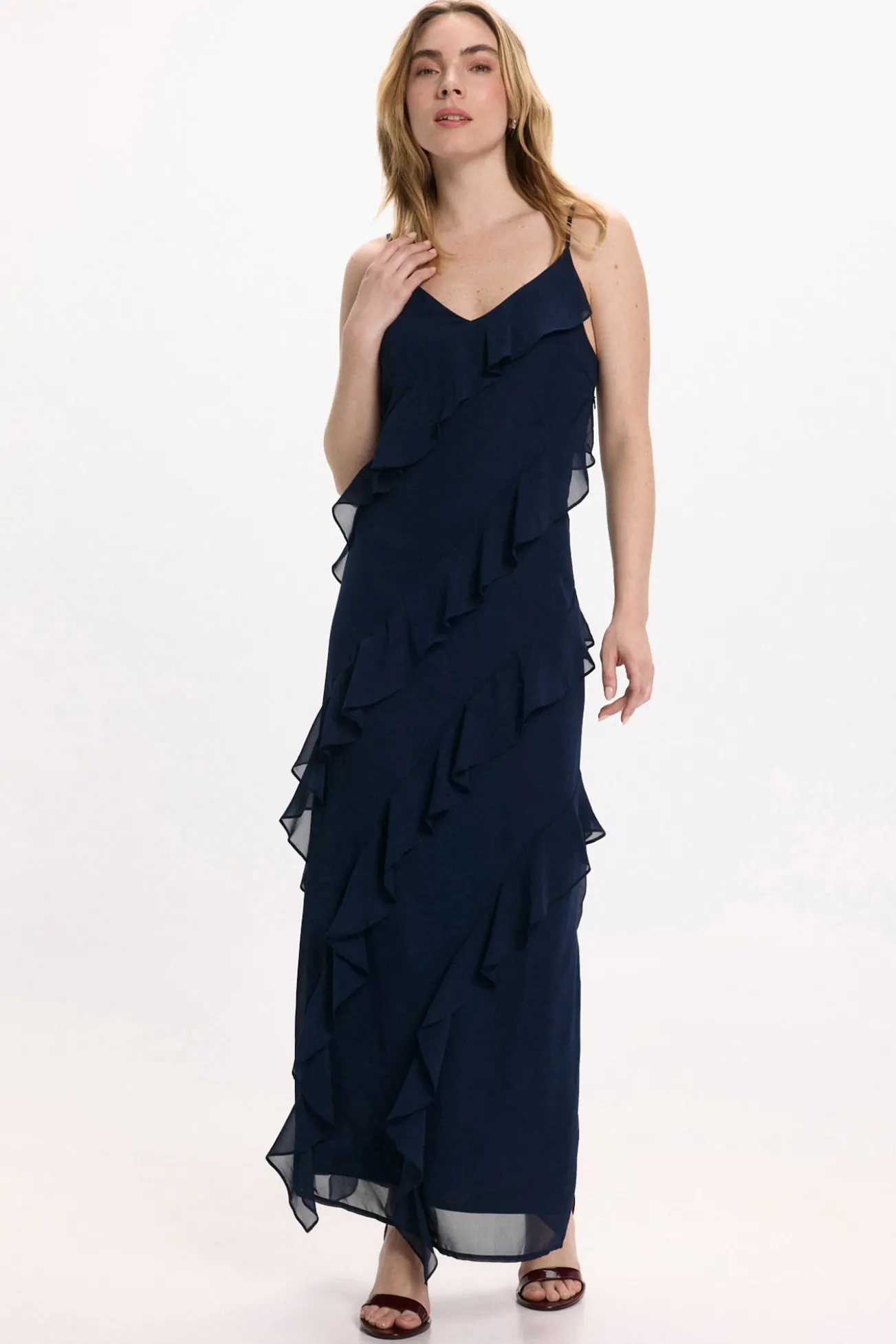 Vestido de gasa midi de fiesta
