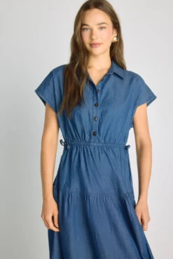 Vestido denim escote pico