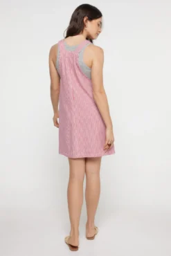 Vestido denim estampado a rayas