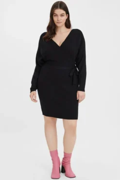 Vestido de punto cruzado talla grande