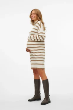 Vestido de punto de cuello vuelto maternity