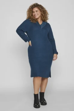 Vestido de punto midi detalle encaje