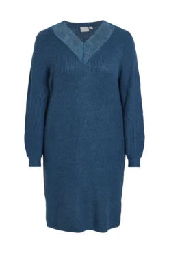 Vestido de punto midi detalle encaje