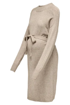 Vestido de punto premamá de cuello alto y cinturón