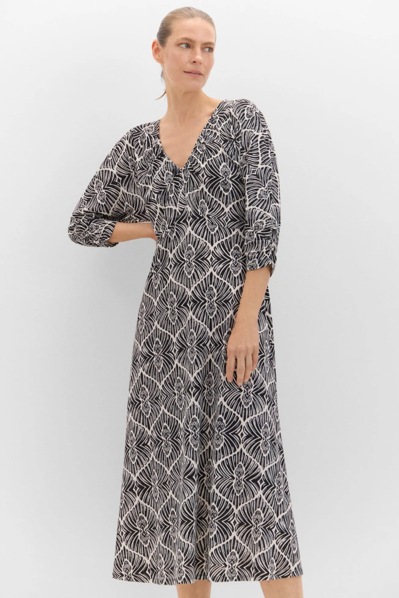 Vestido estampado manga murciélago