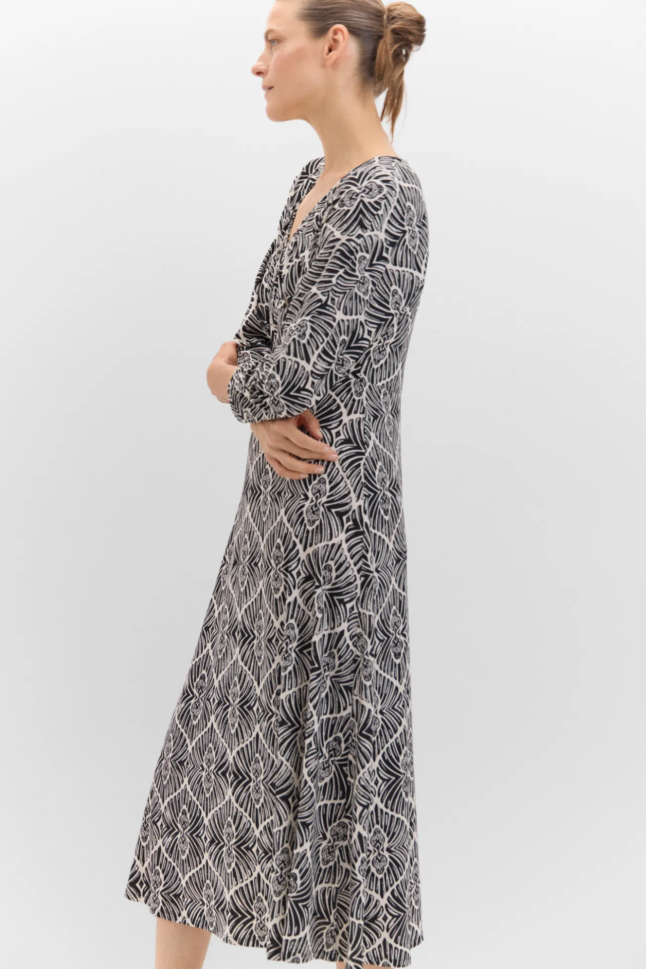 Vestido estampado manga murciélago