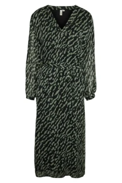 Vestido gasa 7/8 manga larga
