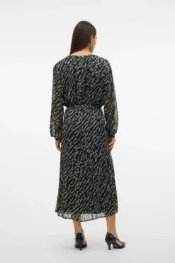 Vestido gasa 7/8 manga larga