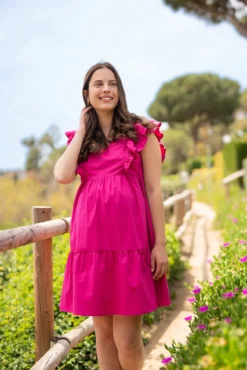 Vestido lactancia con mangas de volantes